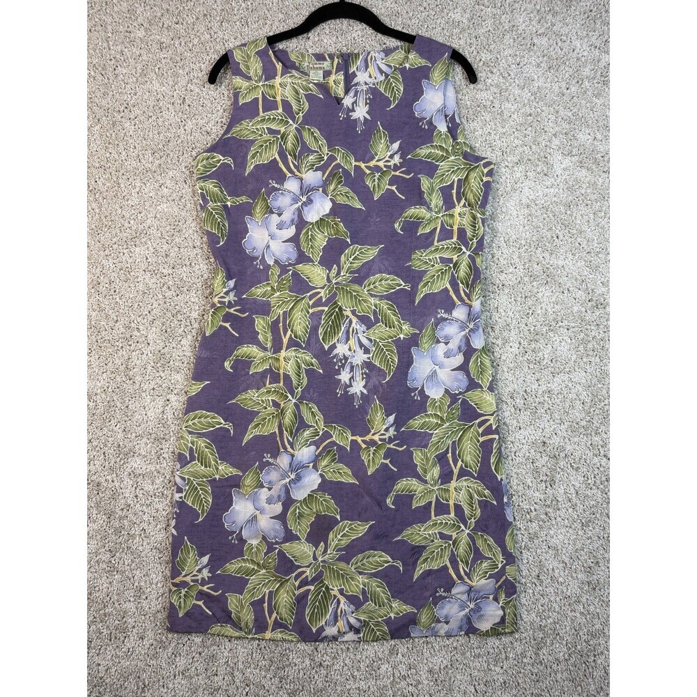 Tommy Bahama Purple Floral Silk Sheath Dress Women's Size 12 Tropical